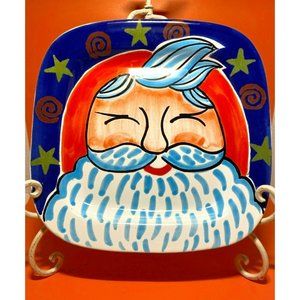 Ciao Italya Bellini Plate Cookie Santa Holiday Hand Painted Italy 9" G307